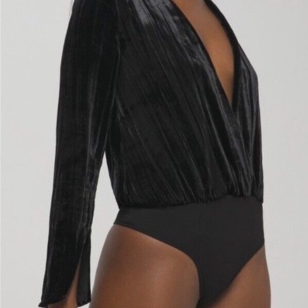 Good American Black Velvet Bodysuit
